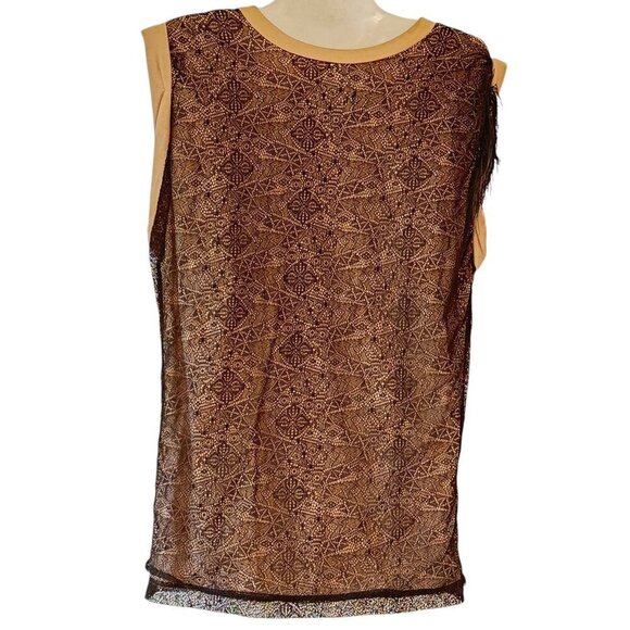 Robert Rodriguez Tank Top Ostrich Plume Detail Black Lace Overlay Goth Size Med - Picture 3 of 9